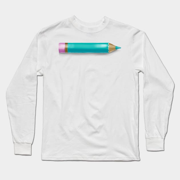 Turquoise Pencil Long Sleeve T-Shirt by Rowena Aitken